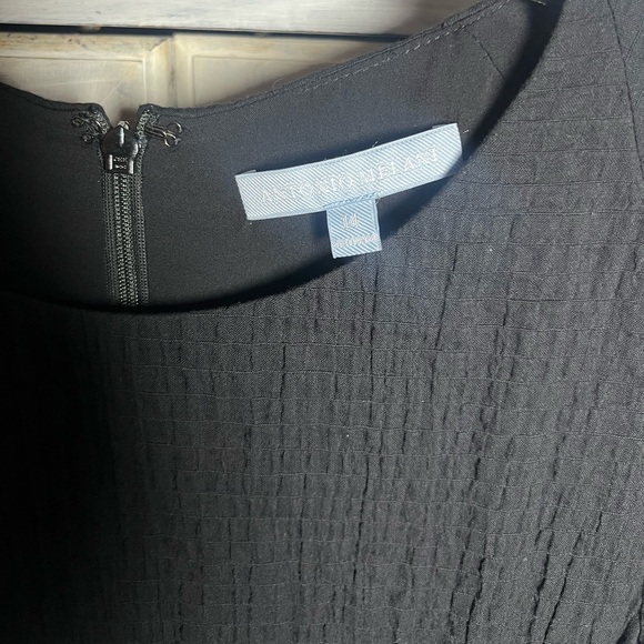 Antonio Melani Black Textured‎ Gauzy Puff Sleeve Lidia Dress Midi Minimalist - Picture 8 of 9